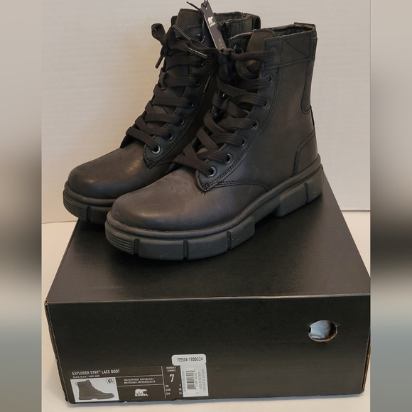 NIB Sorel Women's Explorer STRT Lace Boot Black Size 7 - Picture 6 of 16